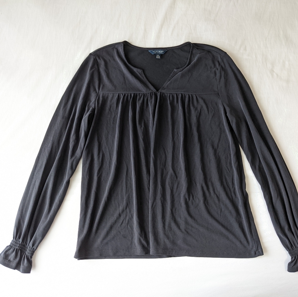 Lucky Brand Long Sleeve Top Elastic Bell Wrist Modal Blend Women's Size Small